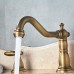 Votamuta Widespread Bathroom Basin Sink Faucet Dual Handles Three Holes Hot Cold Water Mixer Tap with Pop Up Drain Antique Brass - B079L6LBM8